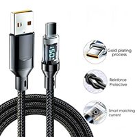 Câble de charge super rapide 120W Type C avec affichage numérique LED, cordon de synchronisation de données tressé en nylon pour smartphone et tablette
