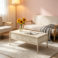 Meubles de salon, table basse et meuble TV modernes de luxe en verre blanc et noir avec rangement