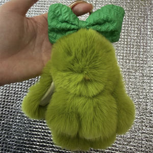 工場卸売 高品質 15cm ふわふわ ラビットファー うさぎ キーリング うさぎぬいぐるみ キュートなぬいぐるみキーホルダー - Product Image 5