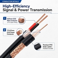 Cable Coaxial CCTV RG59+2C Siamese al por Mayor, 96 Hilos, Conductor Central CCS, para Sistemas de Cámaras de Seguridad para Exteriores