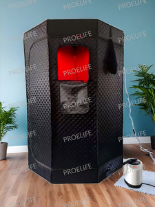 Tente de sauna infrarouge portable moderne, thérapie par lumière rouge, vapeur sèche électrique, relaxation, détoxification, faible EMF, panneau de commande informatique, appartement - Product Image 6