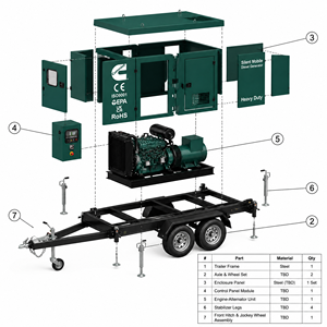Groupe électrogène diesel Cummins Perkins 60HZ 20kw 30kw 50kw 100kw 200kw 400kw 500kw 800kw 1000kw silencieux - Product Image 2