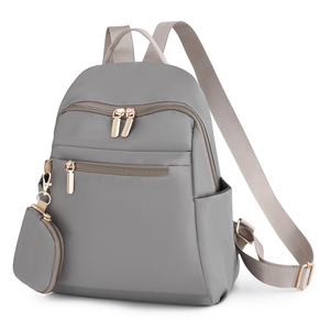 Grey Women Travel School <b>Backpack</b> With Detachable <b>Mini</b> Coin Purse Water Resistant - Product Image 2