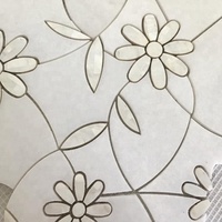 Mosaïque DTH en marbre blanc Thassos et coquillages mélangés, motif jet d'eau, 10 mm, poli, pour revêtement mural intérieur moderne d'appartement
