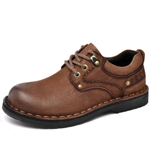 Chaussures Oxford pour hommes en cuir de vachette véritable, à lacets, pour le bureau et les occasions décontractées, antidérapantes, résistantes à l'usure, style rétro, semelle en caoutchouc - Product Image 4