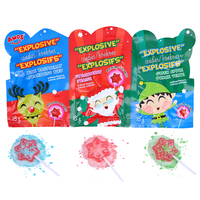 Sucettes en forme d'étoile Amos Xmas aux saveurs de fruits assortis, sucrées et acidulées, avec poudre de bonbons pétillants explosifs