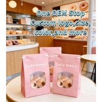 Sacs en papier kraft personnalisés avec logo, à huit soudures latérales, pour pain de mie, sacs en papier blancs et roses pour bonbons et biscuits avec lien métallique