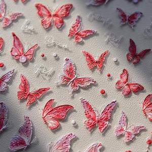 BIN Proveedor de uñas Shell Light Relief Colorful Red Sleeve Butterfly Nail Stickers Bloodshirsty Red Butterfly Cute Nail Stickers - Product Image 1
