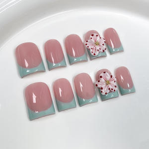 <span class=keywords><strong>Court</strong></span> Carré Acrylique 3D Fleur Nude Style Français Faux Ongles Acrylique Réutilisable Personnalisé À La Main Presse sur <span class=keywords><strong>Nail</strong></span> <span class=keywords><strong>Art</strong></span> - Product Image 2