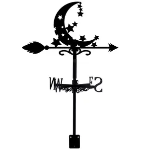 Moon Stars Wind Vane Metal Wrought Iron Weather Vanes for Yard Garden Direction Sign for Outdoor Farmhouse Decoration