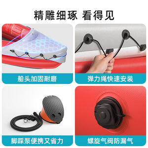 เรือแคนูเป่าลมขนาด 3.1-4 เมตร ทนทาน พกพาสะดวก สำหรับตกปลาและพักผ่อนหย่อนใจ ใช้สำหรับพายคนเดียวในทะเลสาบและแม่น้ำ - Product Image 4