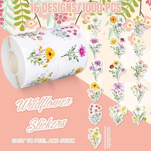Wayildflower Stickers <b>Colorful</b> Floral Paper Decals Stickers for <b>Envelope</b> Scrapbook Spring Wedding Invitation Cards Birthd Party - Product Image 2