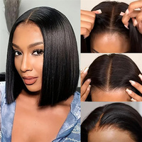 Perruques cheveux humains lisses courtes Bob Double Drawn 180% densité perruques cheveux humains vierges naturels 13x4 HD perruques cheveux humains dentelle frontale