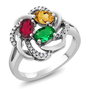 Anello Floreale Colorato per Donne, Accessorio Creativo in Tono Argento per Feste, Regalo di Moda - Product Image 1