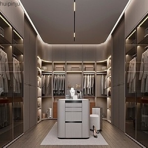 Chambre principale contemporaine en bois massif sur mesure avec un dressing élégant et luxueux avec un coffre à bijoux et des tiroirs de rangement - Product Image 1