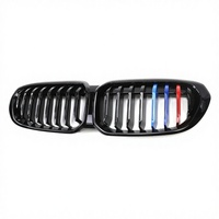 Calandre avant modifiée pour BMW Série 1 Berline F52, modèle 21, à barre unique intégrée, noir brillant, avec prise d'air tricolore et pare-chocs avant