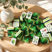 Tuiles de Mahjong Américaines en Acrylique Vert Démon Doré de la Série Designer, Gravées au Laser, Durables, Résistantes à l'Eau, Écologiques, Premium