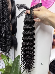 KAMA Vente chaude Extensions de cheveux humains à tresser au crochet 100% vierges Remy Cambodgiennes Couleur naturelle Pointes en plume - Product Image 2