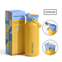 Bouteilles d'eau sport isothermes en acier inoxydable 32 oz, qualité alimentaire, 100 % étanches, avec couvercle à poignée portable et bouchon rotatif
