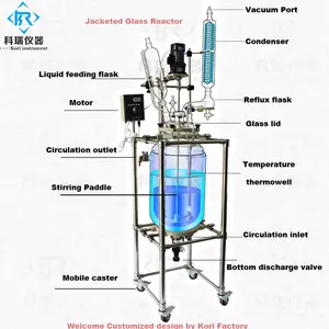 Reactor de vidrio recubierto al vacío para laboratorio químico, con chaqueta, tanque de reacción para refrigeración y calefacción, SF-30L CE ISO9001