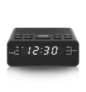 Vofull-reloj despertador portátil para el hogar, Radio con pantalla LED HD, FM/AM, color blanco y negro