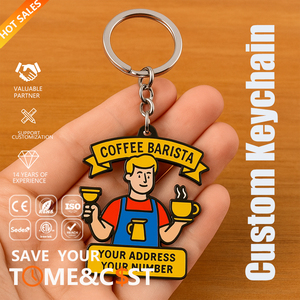 Fabricante Diseño de moda Forma Logo Metal Especialidad Cafetería <span class=keywords><strong>Mini</strong></span> Barista Tamper Bean Cup Iced Coffee Lover Llavero - Product Image 2