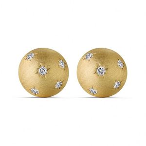 Pendientes de Plata S925 con Baño de Oro de 22K, Diseño Personalizado Dylam, con Zirconia 5A en Forma de Bola y Hexagrama, para Chicas y Mujeres - Product Image 1