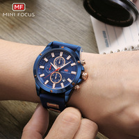 Montre chronographe multifonction à quartz avec cadran texturé, lunette à six vis, bracelet en silicone, montre sport