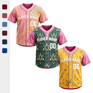 Maillots <span class=keywords><strong>de</strong></span> baseball personnalisés en polyester brossé doux, imprimé floral Lupine, pour équipes <span class=keywords><strong>de</strong></span> loisirs en plein air, avec nom <span class=keywords><strong>et</strong></span> numéro brodés sur mesure - Product Image 1