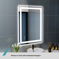 Espejo de Baño Rectangular Moderno Personalizado para Hotel, Marco de Aleación de Aluminio, Cristal sin Marco, Antivaho, Luz LED, Clasificación IP66, Táctil Inteligente