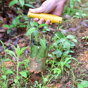Seedling Transplanter Tool – Stainless Steel Seeder, Wood Handle Hole Digger – for Transplanting Seedlings, Planting <b>Bulbs</b>, Flow - Product Image 2