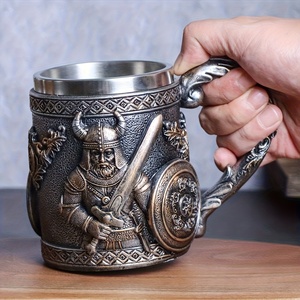 แก้วเบียร์<span class=keywords><strong>ส</strong></span>แต<span class=keywords><strong>น</strong></span>เลส Viking ขนาด 15.3 ออ<span class=keywords><strong>น</strong></span>ซ์ รุ่น WJA102 ลายเรซิ่<span class=keywords><strong>น</strong></span>ปลอดสารตะกั่ว ของที่ระลึกสำหรับการเดินทาง ของขวัญสำหรับวันหยุดในยุโรป - Product Image 1