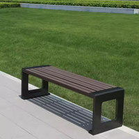 Banc de jardin en bois massif de style traditionnel, écologique, long, en composite plastique et métal, avec accoudoirs
