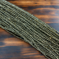 Usine en gros 3mm à facettes pyrite naturelle perles de pierres précieuses en vrac pour bijoux à bricoler soi-même perles de pierre