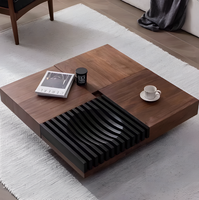 Table basse carrée en bois massif de style mid-century, placage en noyer importé, écologique, design italien, meubles de salon