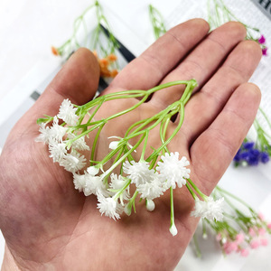 Fleurs artificielles de gypsophile 9 cm en caoutchouc souple, matériau artisanal pour décorations de mariage, épingles à cheveux, bouquets - Product Image 2