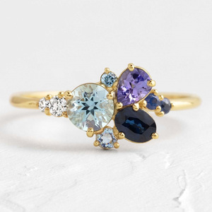 Conjunto de Anillos Geométricos Coloridos para Pareja, Joyería Elegante para Boda, Anillos de Moda - Product Image 1