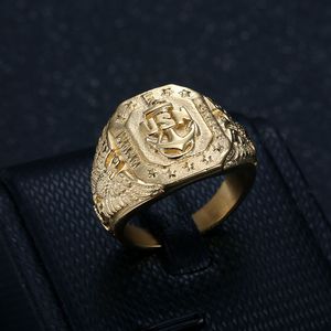 Anillo Rainbowking de acero inoxidable de la Marina DE LOS EE. UU., anillo de águila de ancla, joyería de moda militar de Hip Hop para hombres - Product Image 2