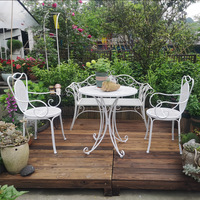 Ensemble de table et chaises en fer forgé, pliables et empilables, meubles d'extérieur avec chaises à dossier pour jardin, cour, balcon