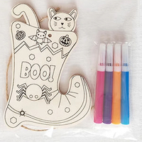 Idrawit Décoration d'intérieur, kit d'art en bois à dessiner soi-même pour enfants, différentes formes, avec marqueurs, couleurs personnalisables