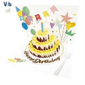 Collection mensuelle de cartes de remerciement personnalisées faites à la main, design gâteau pop-up, carton couché, designers professionnels, découpe laser dorée - Product Image 3