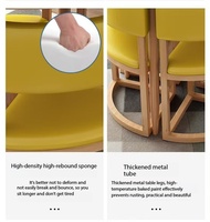 Ensemble de table à manger ronde minimaliste et tendance pour économiser de l'espace, avec 4 chaises rembourrées pour les petits espaces, la maison ou le restaurant