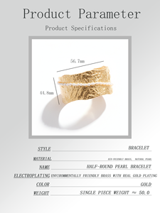 Brazalete Abierto Grueso de Latón con Baño de Oro PVD de Nuevo Diseño DOZM para Mujer, Estilo Martillado Irregular, a la Moda - Product Image 2