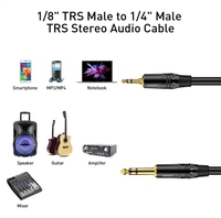 Câble audio stéréo TRS mâle-mâle de 3 m, blindé tressé, haute résolution, pour microphone/haut-parleur, garantie 24 mois, OEM Chine
