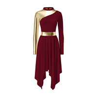 Robe de danse de culte et de louange à manches longues en polyester pour spectacles de danse lyrique et liturgique