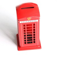 Tirelire enfant en alliage de zinc émaillé, motif cabine téléphonique de Londres, souvenir touristique du Royaume-Uni, vente en gros personnalisée