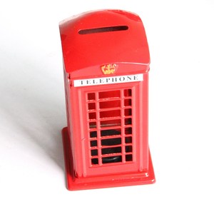 Venta al por mayor de aleación de zinc personalizada esmalte metal Londres Reino Unido recuerdo turístico cabina telefónica tacón alto hucha para niños - Product Image 5