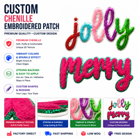 Nouveaux Patchs Thermocollants Personnalisés Écologiques Joyeux Noël Grandes Lettres Brodés en Chenille à Paillettes pour Vêtements