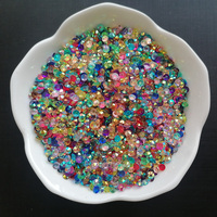 500g Kristal Resin Rhinestone Flatback AB Coated untuk Slime, Dekorasi, dan Perlengkapan