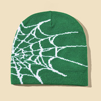 Fabricants de tricot acrylique toile d'araignée Skully bonnets d'hiver unisexes avec logo personnalisé
